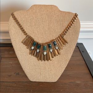Bronze statement necklace with teal stones